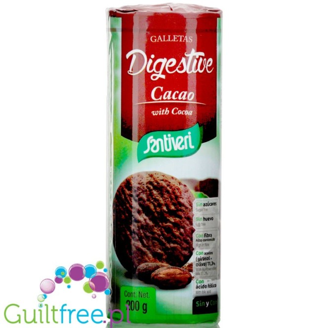 Santiveri Digestive kakaowe herbatniki z oliwą z oliwek, bez cukru