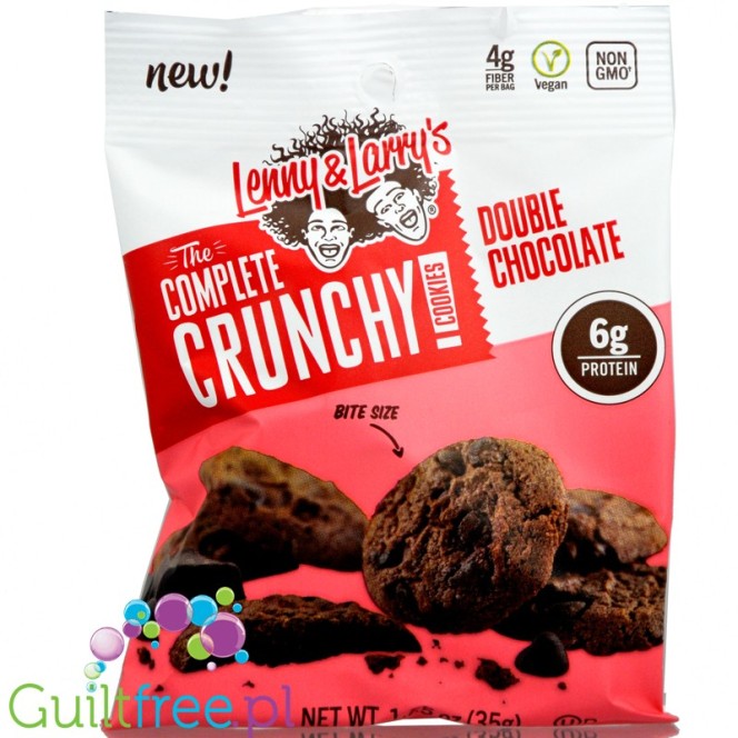 Lenny & Larry Complete Crunchy Cookie Double Chocolate, protein enriched vegan cookies, peg bag