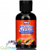 NOW Foods Better Stevia Tropical Fruits - organiczny płynny słodzik ze stewią o smaku owocowym