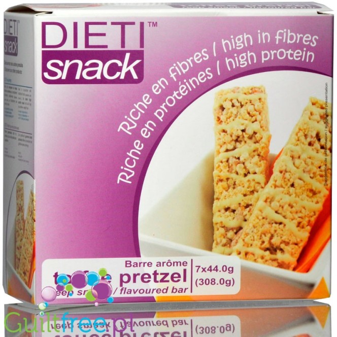 Dieti Snack Fluffy Toffee & Pretzel, chrupiący batonik 15g białka, Precelki & Toffee