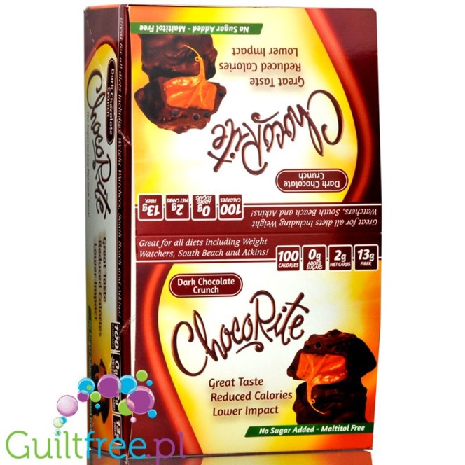 Healthsmart ChocoRite Dark Chocolate Crunch - BOX OF 16 PCS - sugar free low carb bars