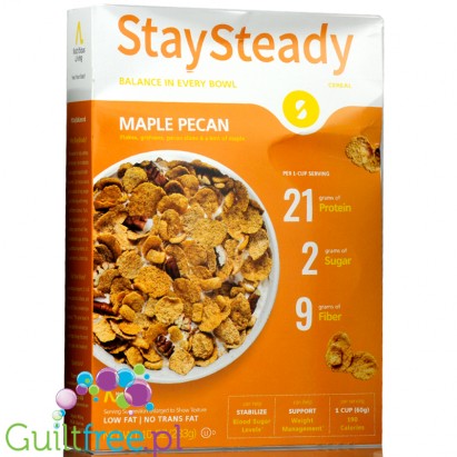 Nutritious Living StaySteady Cereal, Maple Pecan - Breakfast cereals enriched with protein and fiber, with pecan nuts