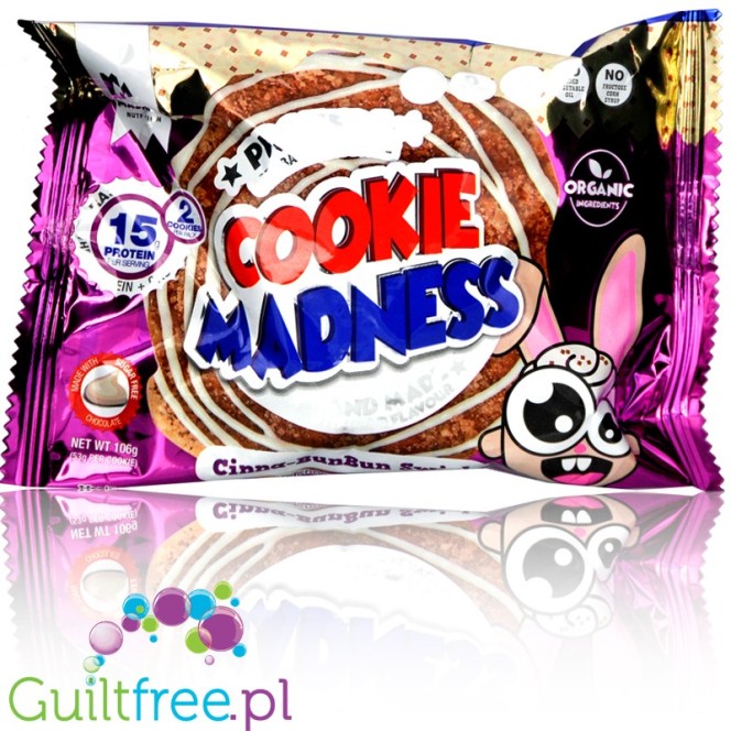 Cookie Madness Cinna-BunBun Swirl - 2 organiczne ciastka proteinowe z lukrem i cynamonem