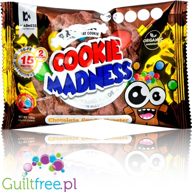 Cookie Madness Chocolate Candy Monster - 2 czekoladowe ciastka proteinowe z drażetkami