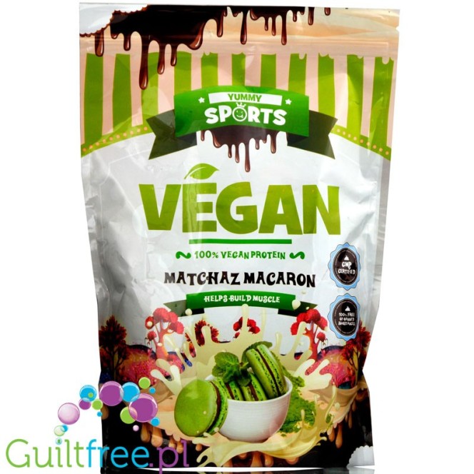 Yummy Sports Vegan Matchaz Macaron - wegańska odżywka białkowa z zieloną herbatą matcha