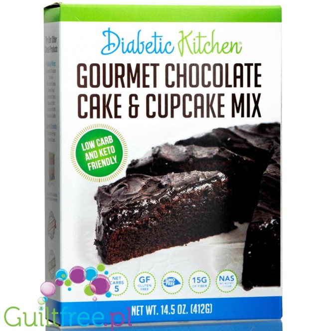 Diabetic Kitchen Keto Gourmet Chocolate - mieszanka do przygotowania czekoladowego ciasta i muffinek bez cukru, ze stewią