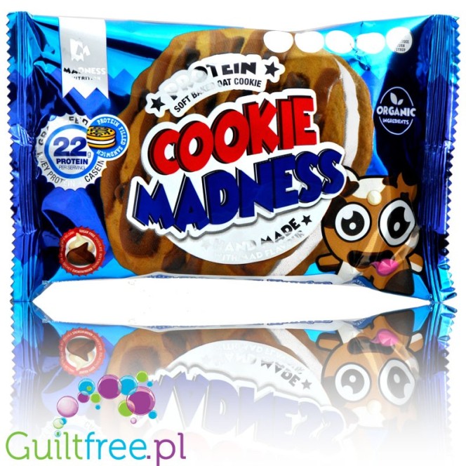 Cookie Madness Mega Monster - organiczne ciacho proteinowe z kremem z białej czekolady i czekoladą