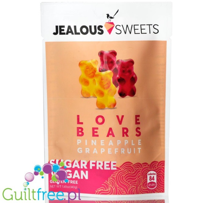 Jealous Sweets Love Bears - wegańskie żelki-misie bez cukru, ze stewią (Ananas & Grapefruit)