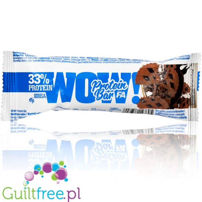 FA WOW! Cookies & Chocolate - baton 33% białka Czekolada, Ciasteczka & Toffee
