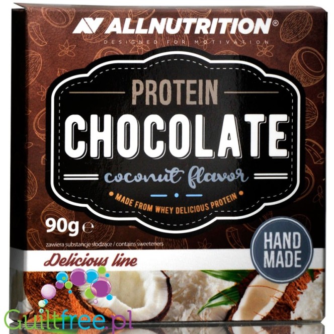 AllNutrition Protein Dark Chocolate Coconut - ciemna czekolada białkowa z nadzieniem kokosowym, bez cukru