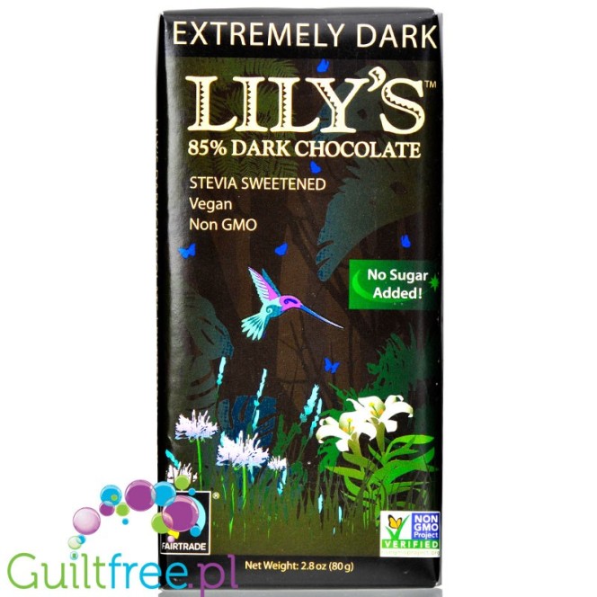 Lily's Sweets 85% Extremely Dark - ciemna keto wegańska czekolada bez cukru słodzona stewią