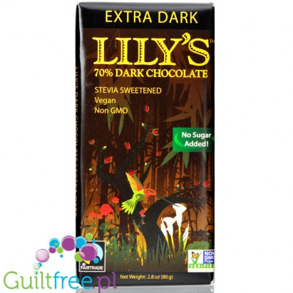 Lily's Sweets No Sugar Added 70% Dark Chocolate Bars, Extra Dark