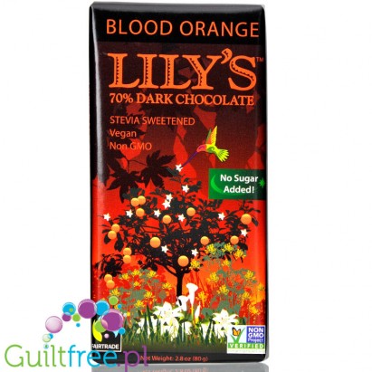 Lily's Sweets No Sugar Added 70% Dark Chocolate Bars, Blood Orange