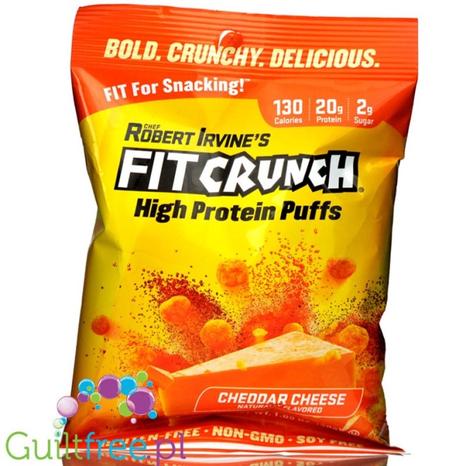 Robert Irvine's Fit Crunch Puffs, Cheddar Cheese - proteinowe chrupki serowe