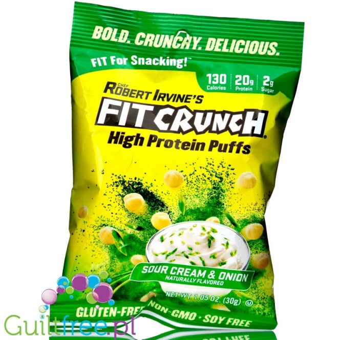Robert Irvine's Fit Crunch Puffs, Sour Cream & Onion - proteinowe chrupki (Śmietanka & Cebulka)