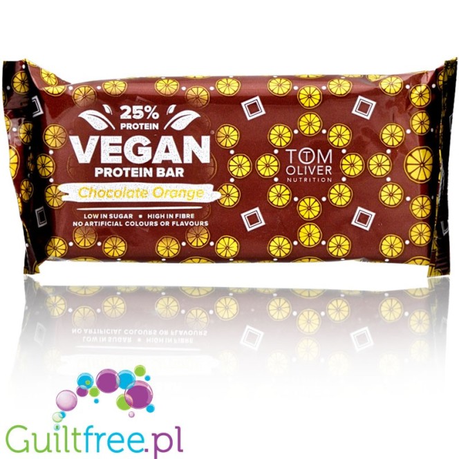 Tom Oliver Vegan Chocolate Orange - wegański baton proteinowy z organicznym kakao (Pomarańcza & Czekolada)