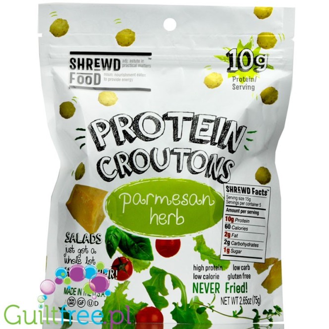 Shrewd Protein Croutons -bezglutenowe grzanki proteinowe z MPI, zparmezanem i ziołami