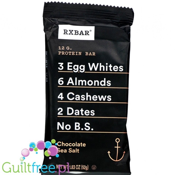 RX Bar Chocolate Sea Salt - naturalny baton proteinowy z białkiem jaj (Ciemna Czekolada & Sól Morska)