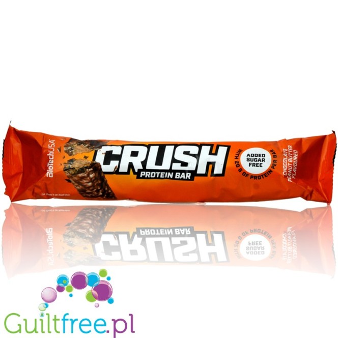 BioTech Crush Chocolate & Peanut Butter - baton białkowy z chrupiącą polewą czekoladową i masłem orzechowym