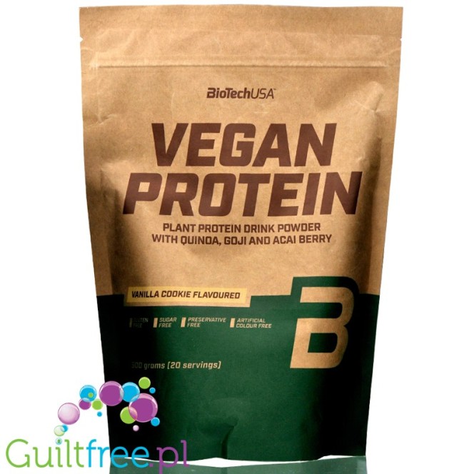 BioTech Vegan Protein Vanilla Cookie - wegańska odżywka białkowa z acai, goji i quinoa