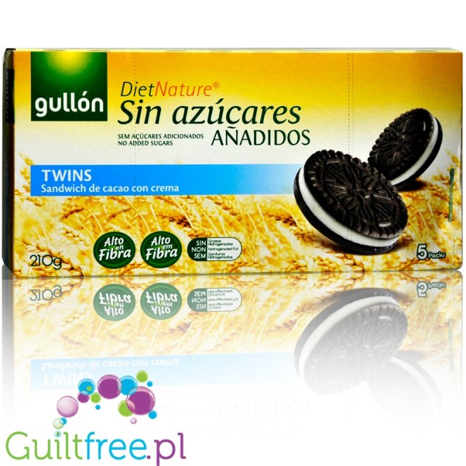Gullón DietNature Twins - markizy kakaowe bez cukru z kremem śmietankowym, 210g