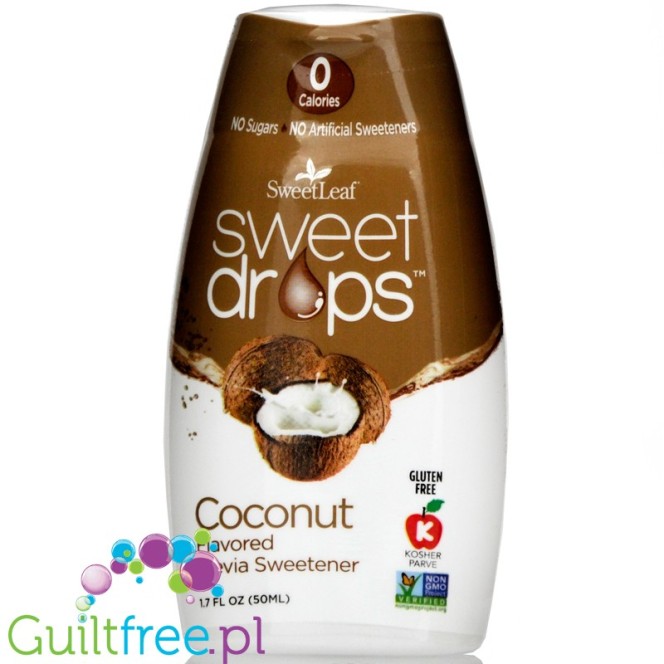 SweetLeaf Drops Stevia, Coconut - stewiowy słodzik w płynie o smaku kokosowym