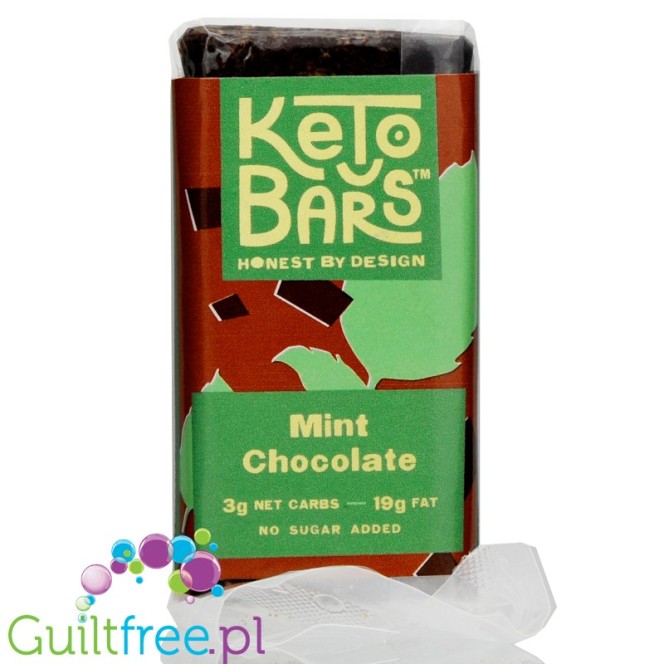 Keto Bars, Mint Chocolate - wegański keto baton ze stewią i erytrolem, Ciemna Czekolada & Mięta