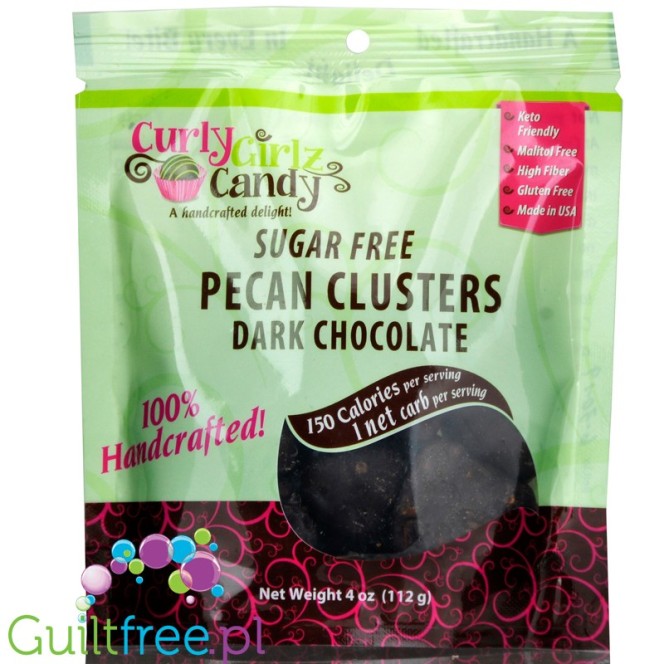 Curly Girlz Dark Chocolate Pecan Clusters - czekoladki bez cukru z toffee i pekanami (ciemna czekolada)