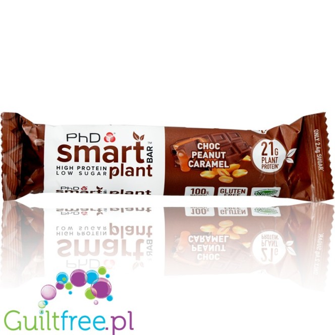 Phd Smart Plant Choc Peanut Caramel - wegański baton proteinowy bez cukru