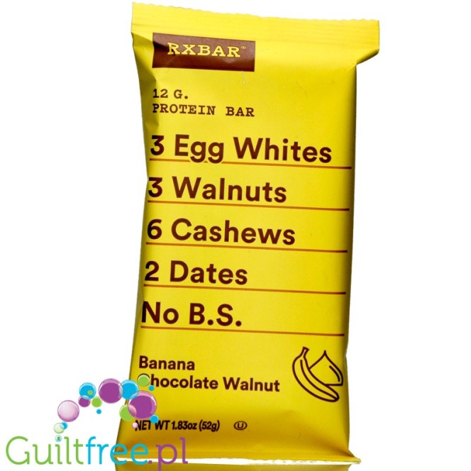 RX Bar Banana Chocolate Walnut - naturalny baton proteinowy z białkiem jaj (Banan, Orzechy Włoskie & Ciemna Czekolada)