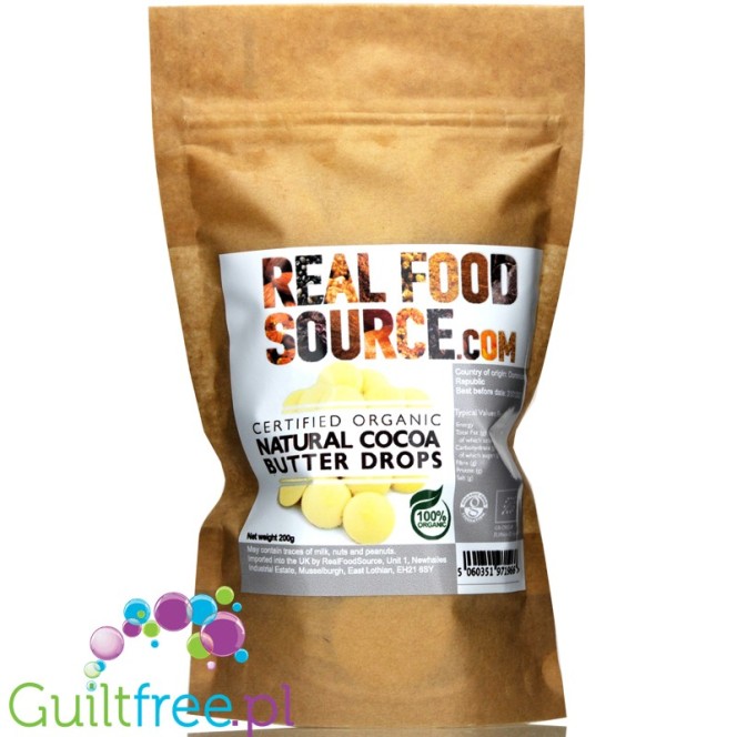 RealFoodSource Certified Organic Natural Edible Cocoa Butter Drops 150g