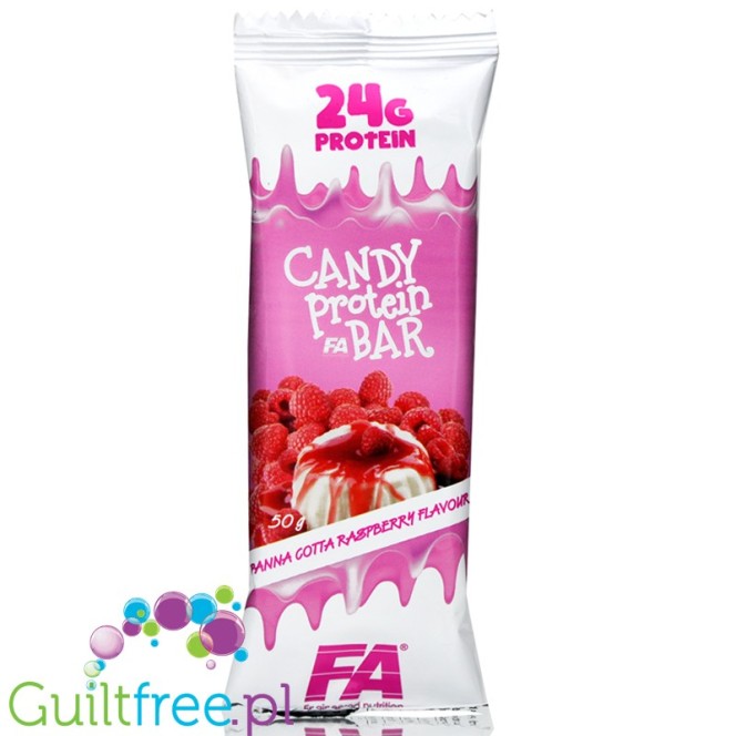 FA Candy Bar Panna Cotta Raspberry - baton białkowy 23g białka w 200kcal