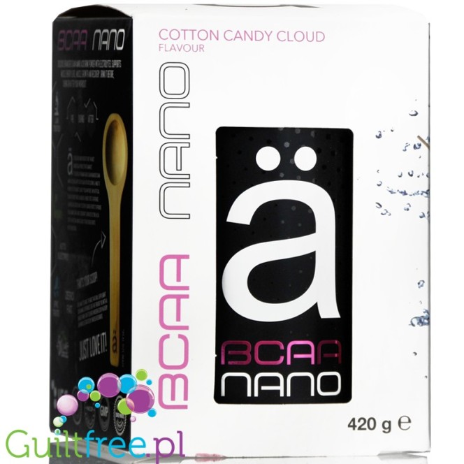 Ä Nano Supps BCAA Cotton Candy Cloud - wegańskie aminokwasy z elektrolitami 100% naturalny skład ze stewią, smak wata cukrowa