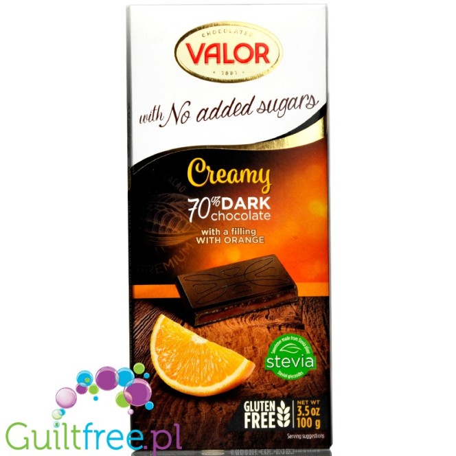 Valor sugar free dark chcolate with stevia and orange filling