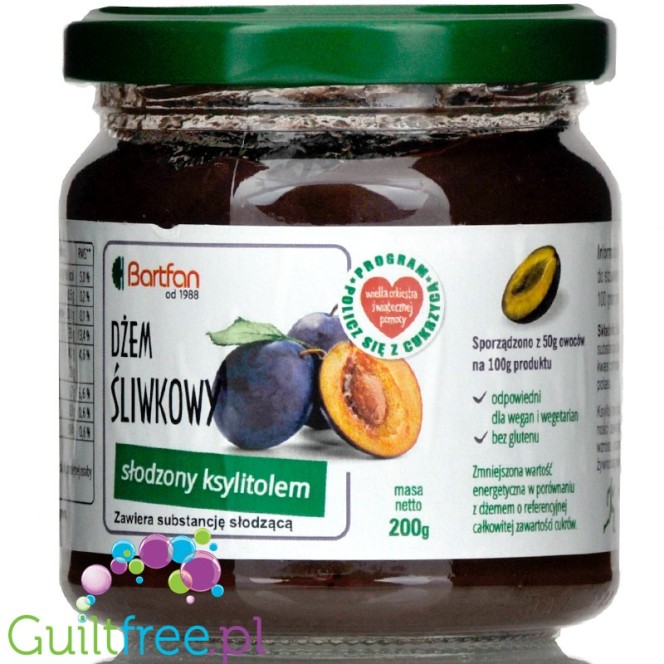 Bartfan sugar free plum spread sweetened with xylitol only