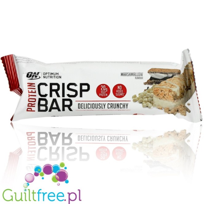 Optimum Protein Crisp Bar Marshmallow - chrupiący baton białkowy, Marshmallow & Biała Czekolada
