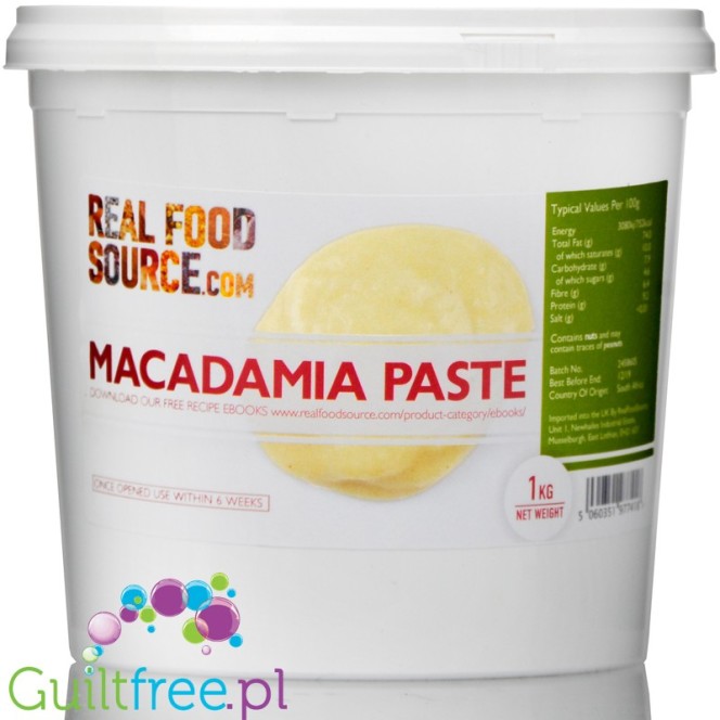 RealFoodSource Macadamia Paste 1KG - masło z surowych orzechów makadamia 100%
