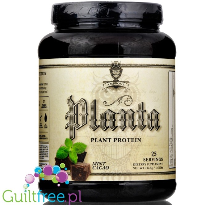 Ambrosia Nutraceuticals Planta™ Premium Plant Protein, Mint Cacao - organiczna wegańska odżywka białkowa, BCAA & 27 witamin