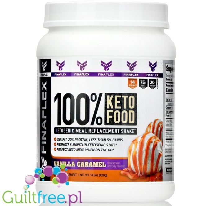 Finaflex 100% Keto Food, Ketogenic Meal Replacement Shake, Vanilla Caramel