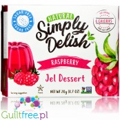 Simply Delish Natural Raspberry Jelly - wegańska niskokaloryczna naturalna galaretka bez cukru ze stewią, Malina