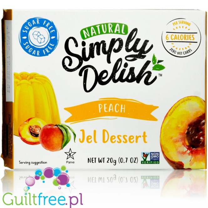 Simply Delish Natural Peach Jelly - wegańska niskokaloryczna naturalna galaretka bez cukru ze stewią, Brzoskwinia
