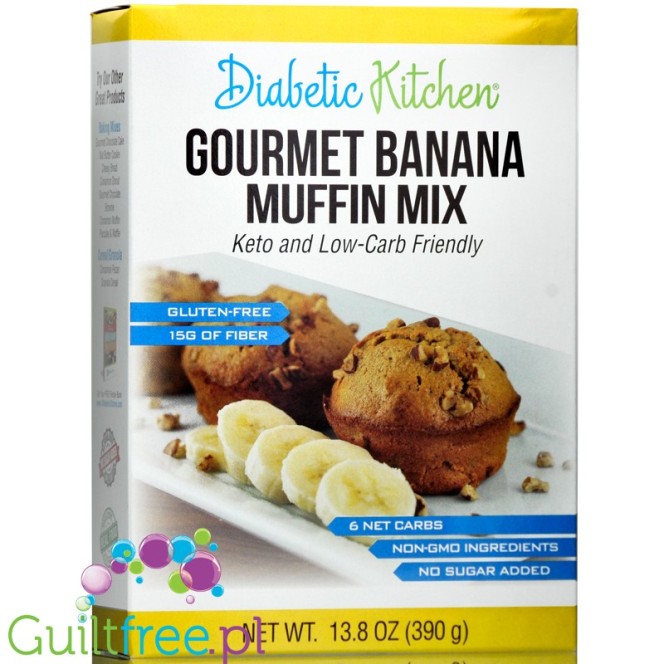 Diabetic Kitchen Gourmet Banana Muffin Mix - mieszanka do przygotowania bananowych muffinek bez cukru, ze stewią