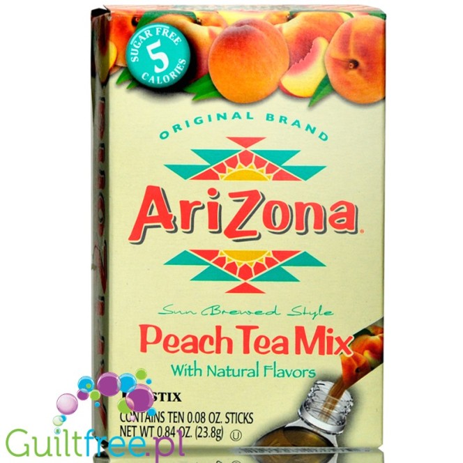 Arizona Iced Tea Sun Brewed Style, Peach - mrożona herbata bez cukru, saszetki x 10szt, Brzoskwinia