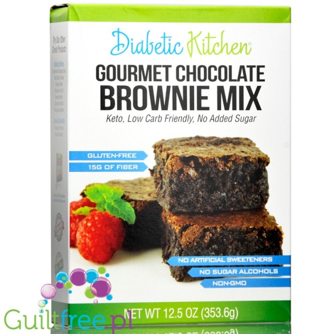 Diabetic Kitchen Gourmet Chocolate Brownie - mieszanka do przygotowania czekoladowego ciasta i muffinek bez cukru, ze stewią