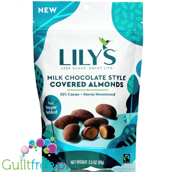 Lily's Sweets Milk Chocolate Almonds - migdały w mlecznej czekoladzie bez cukru ze stewią