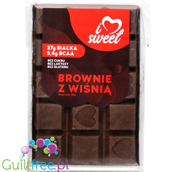 iLoveSweet Brownie z Wiśnią - ciemna czekolada białkowa z wiśniami