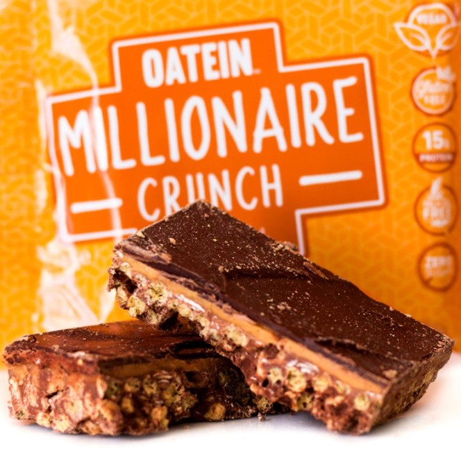 Oatein Millionaire Crunch Salted Caramel - wegański chrupak proteinowy (Ciemna Czekolada & Solony Karmel)