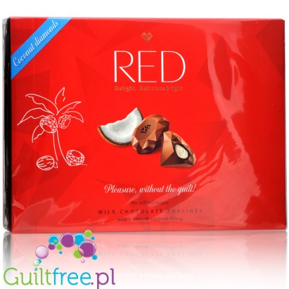 RED Delight Coconut 50% mniej kalorii - mleczne pralinki czekoladowe bez dodatku cukru z nadzieniem kokosowym