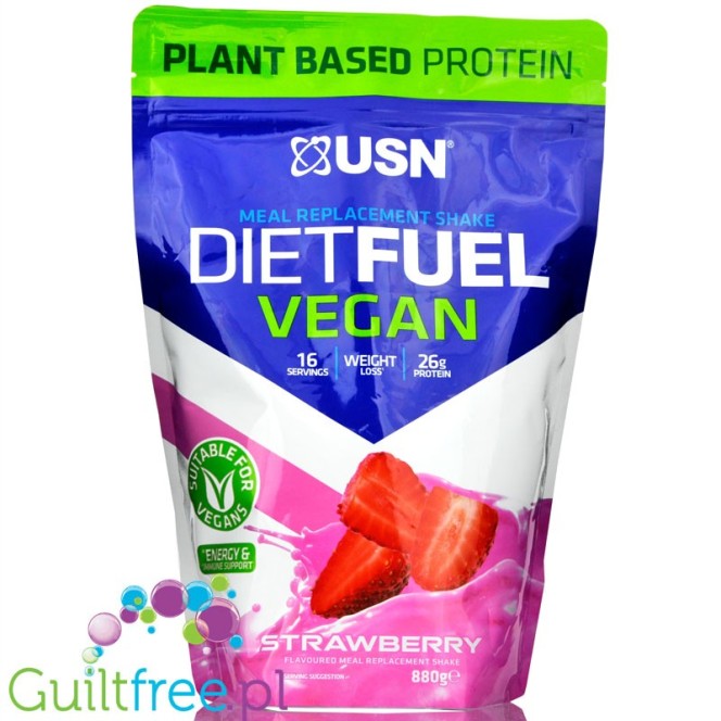 USN DietFuel Vegan Protein Meal Replacement Shake, Strawberry 0,88kg