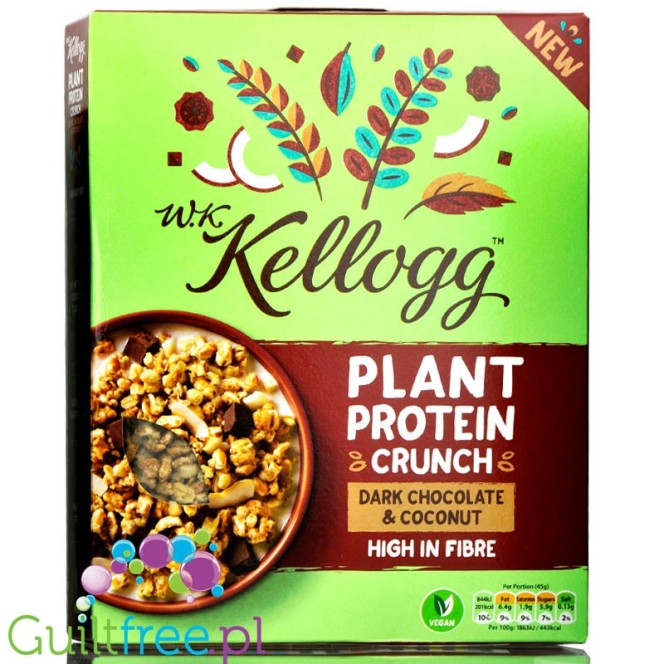 Kellogg's Plant Protein Crunch Dark Chocolate Coconut - wegańska granola z ciemną czekoladą i kokosem